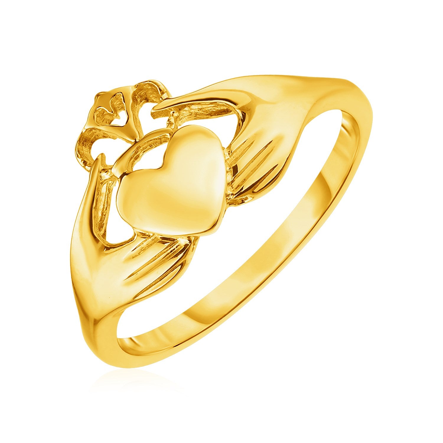 14k Yellow Gold Claddagh Ring - 7 - Apparel & Accessories