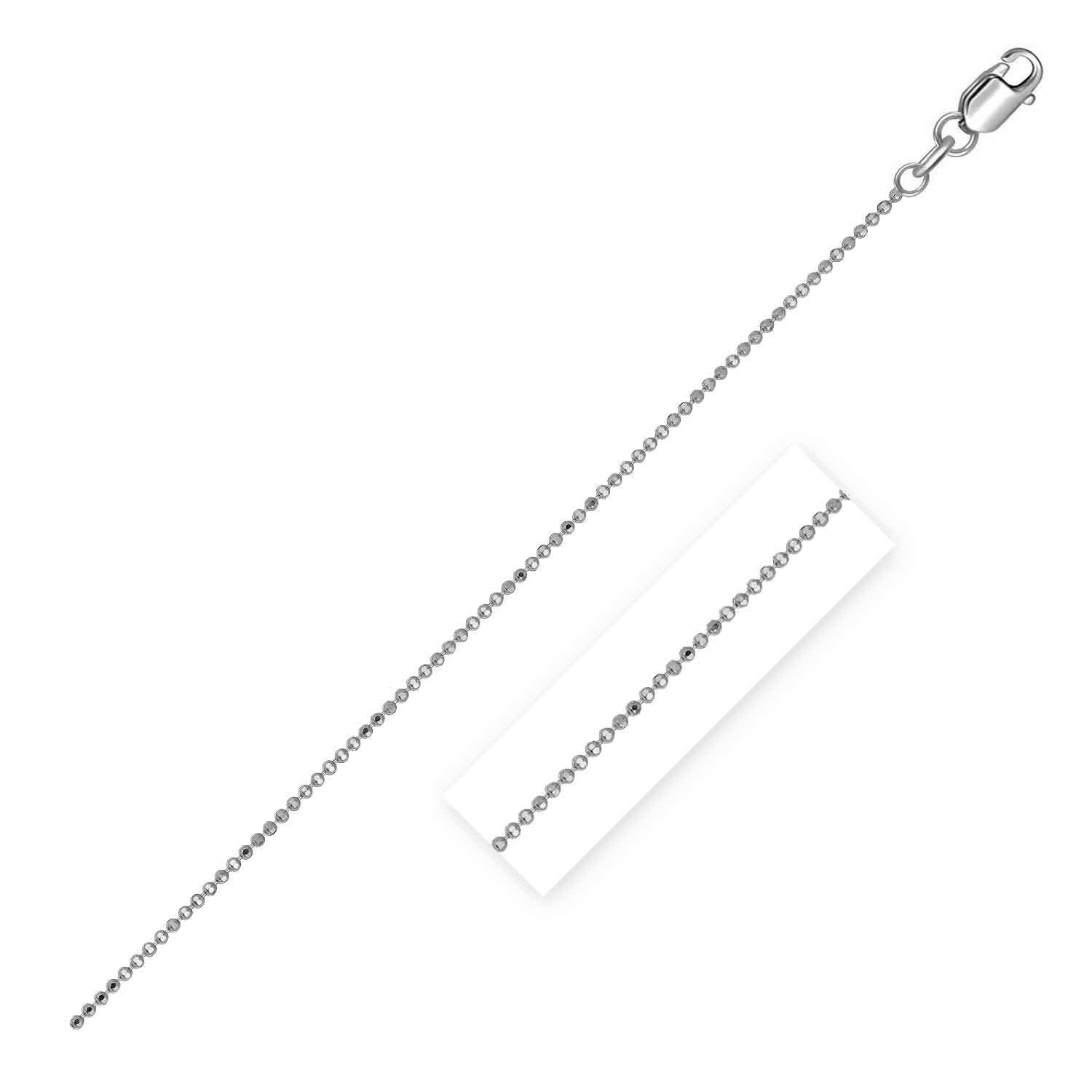 14k White Gold Diamond Cut Bead Chain 1.0mm - 16" - Jewelry