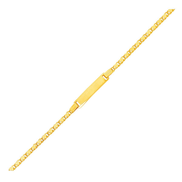 14k Yellow Gold Childrens Heart Link ID Bracelet - 6" - Apparel & Accessories