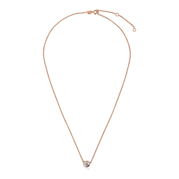 14k Rose Gold 17 inch Necklace with Round White Topaz - 17" - Apparel & Accessories