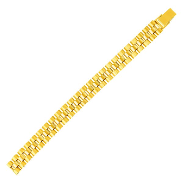 14k Yellow Gold Mens Panther Link Bracelet - 8.5" - Apparel & Accessories