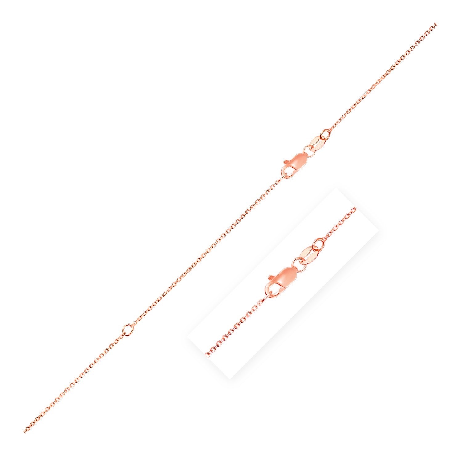 Extendable Cable Chain in 14k Rose Gold (0.8mm) - 18" - Apparel & Accessories