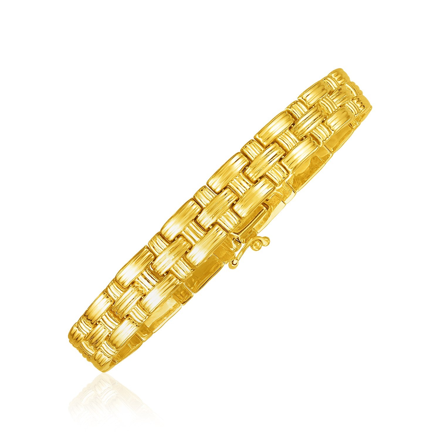 14k Yellow Gold Basket Weave Bracelet - 7.25" - Jewelry