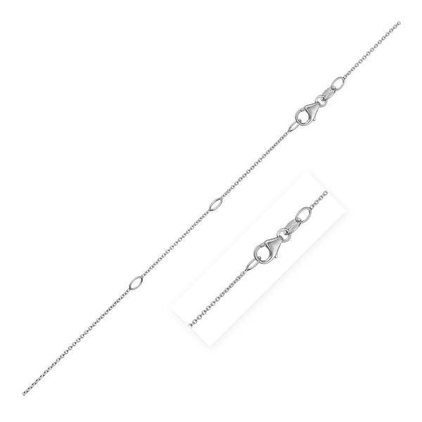 Double Extendable Cable Chain in 14k White Gold (0.85mm) - 18" - Apparel & Accessories