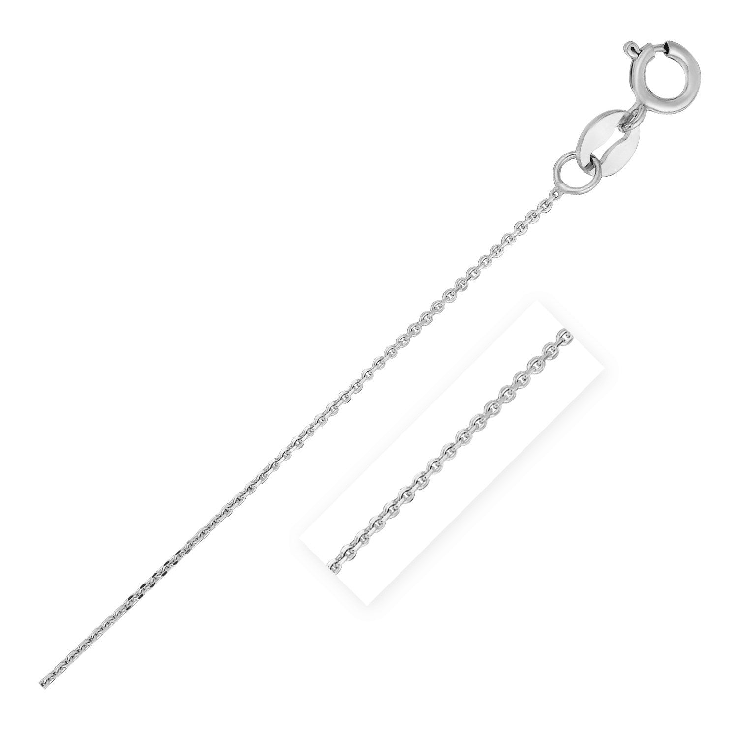 14k White Gold Cable Link Chain 0.7mm 18"