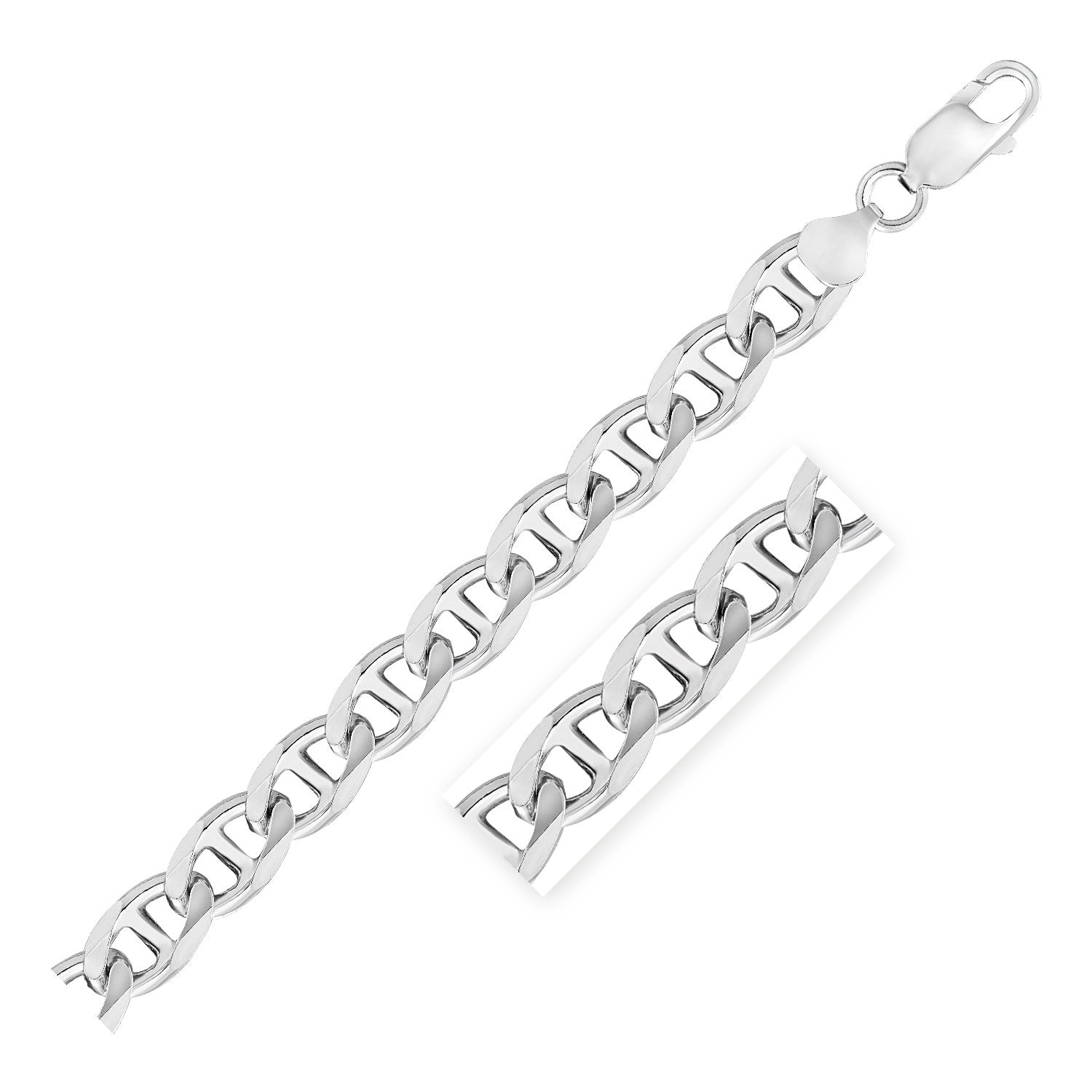 Sterling Silver Rhodium Plated Mariner Chain 8.0mm - 24" - Jewelry