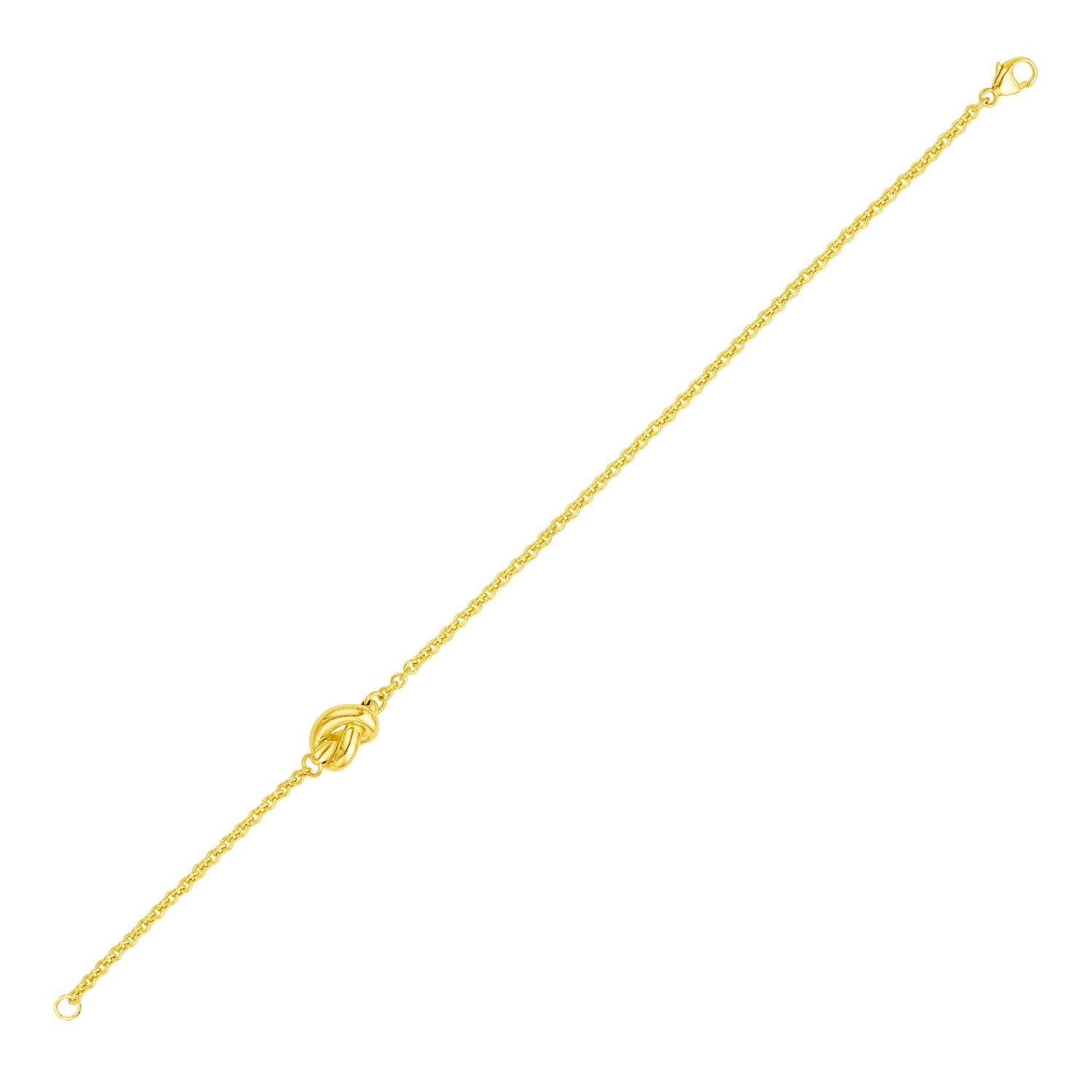 14k Yellow Gold Chain Bracelet with Polished Knot 7"