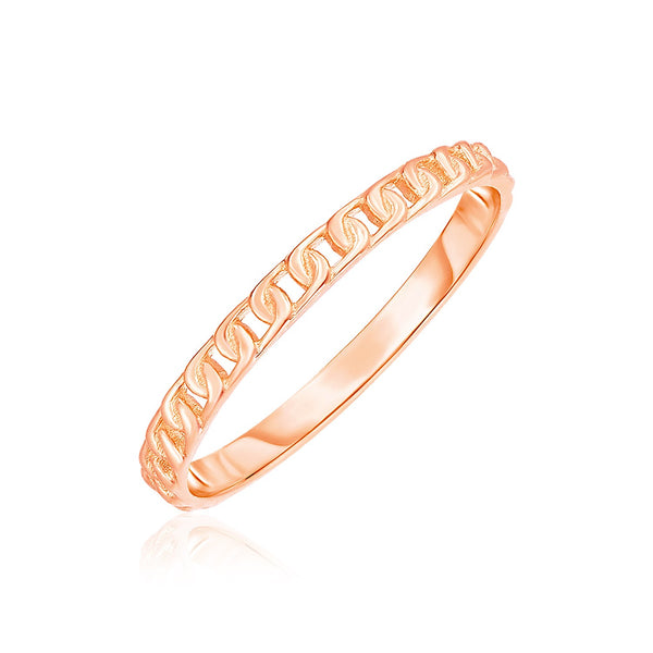 14k Rose Gold Ring with Bead Texture 7