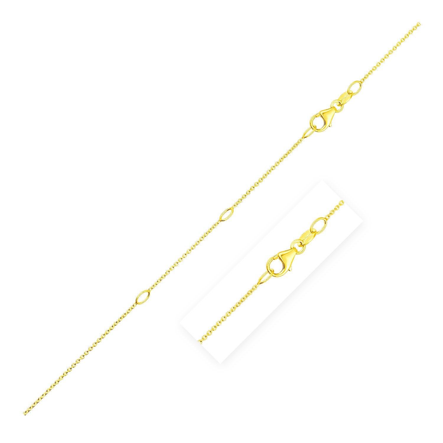 Double Extendable Cable Chain in 14k Yellow Gold (0.85mm) 18"
