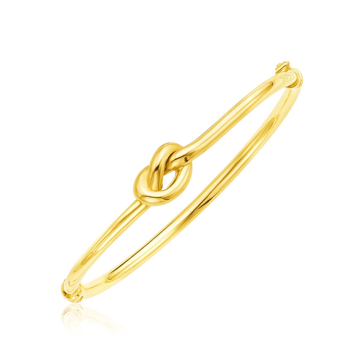 14k Yellow Gold Bangle Bracelet with Polished Knot - 7" - Apparel & Accessories