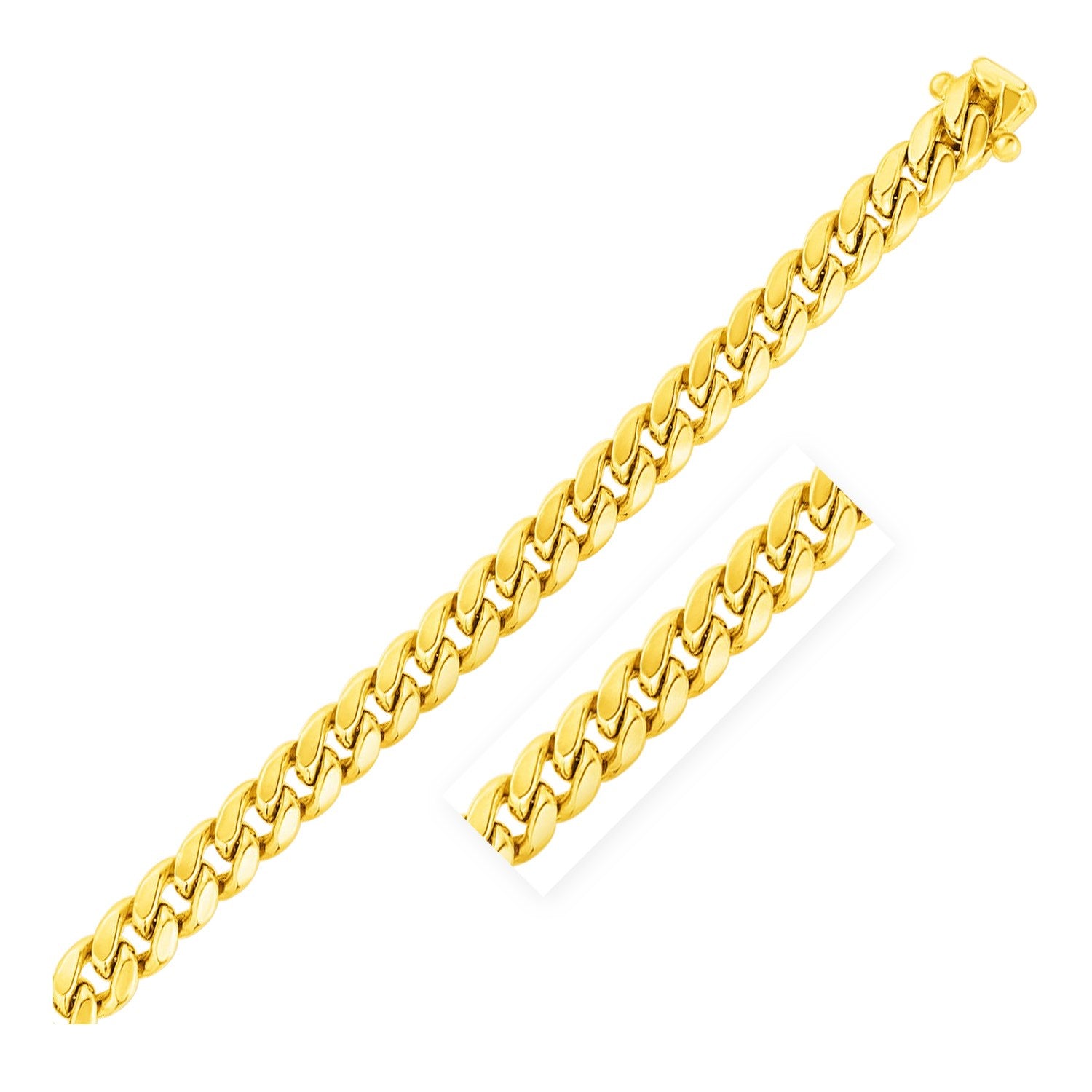 9.0mm 14k Yellow Gold Semi Solid Miami Cuban Chain - 24" - Apparel & Accessories