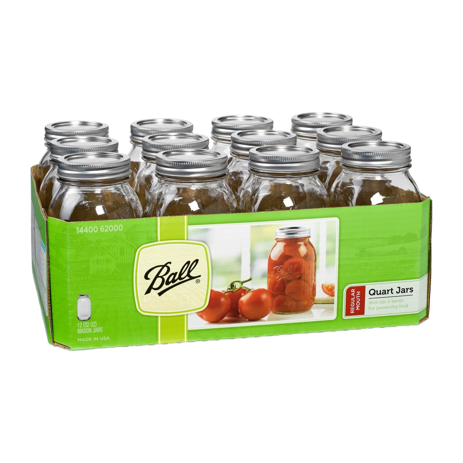 Ball Canning Jar Regular Mouth 32oz With Lid - Case Of 1 - 12 Count - GreatEagleInc