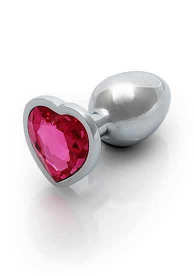 Heart Gem Butt Plug Small Silver Rubellite Pink - GreatEagleInc