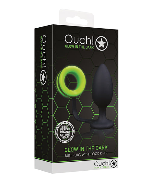 Shots Ouch Butt Plug W/cock Ring - Glow In The Dark - GreatEagleInc
