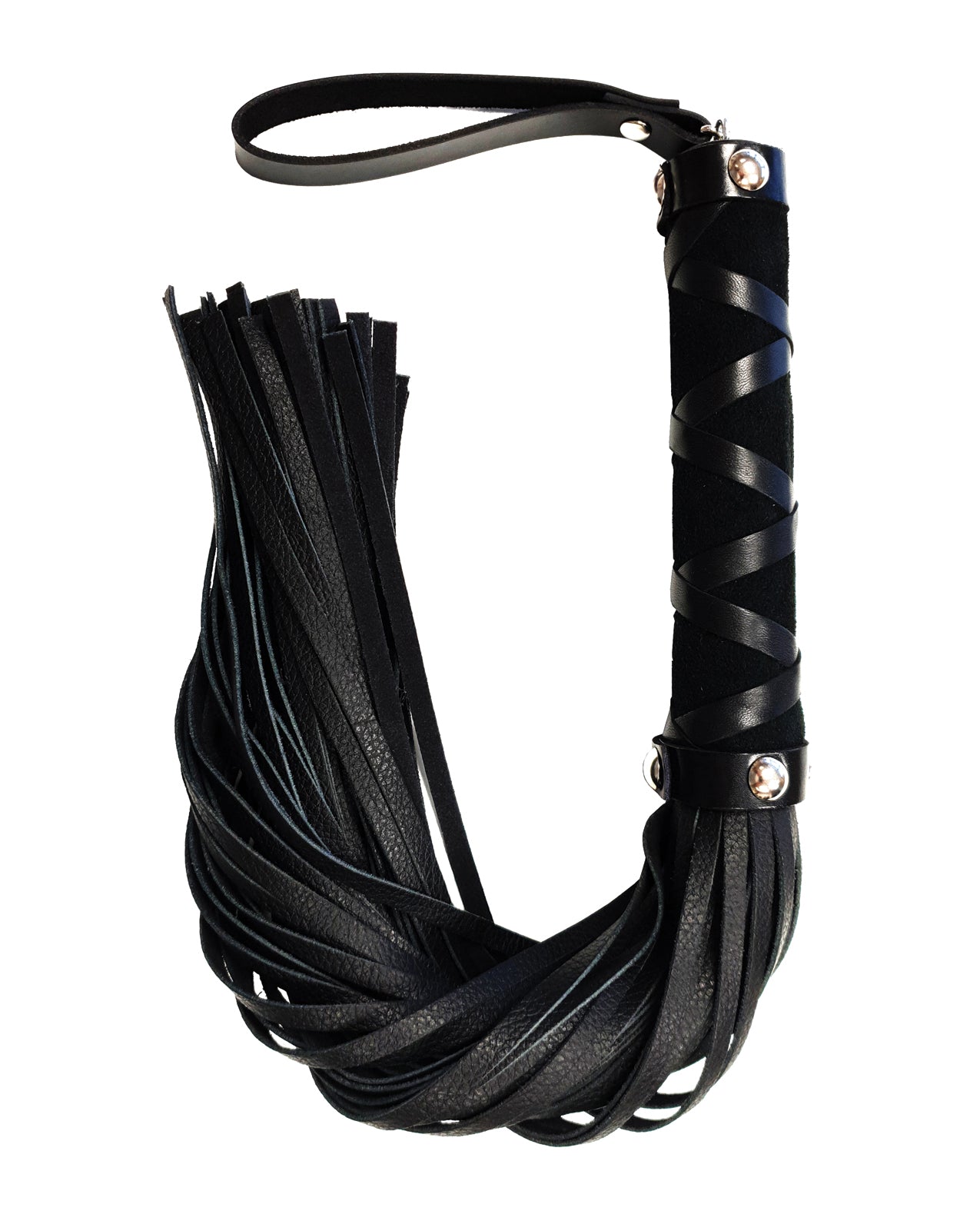 Rouge Short Leather Flogger W/studs - Black - GreatEagleInc