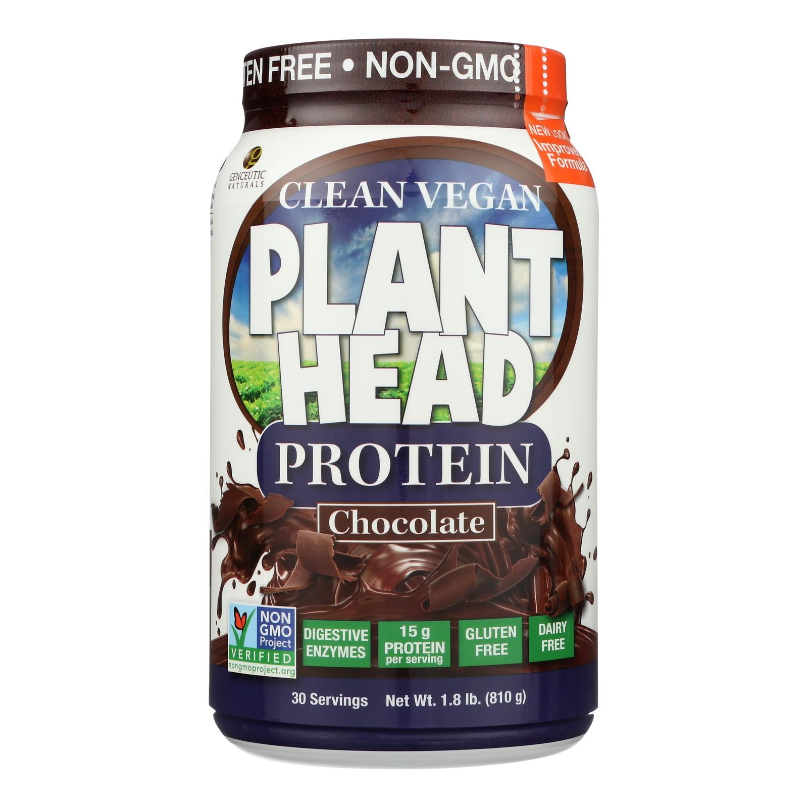 Genceutic Naturals Plant Head Protein - Chocolate - 1.7 Lb - Eco-Friendly Home & Grocery