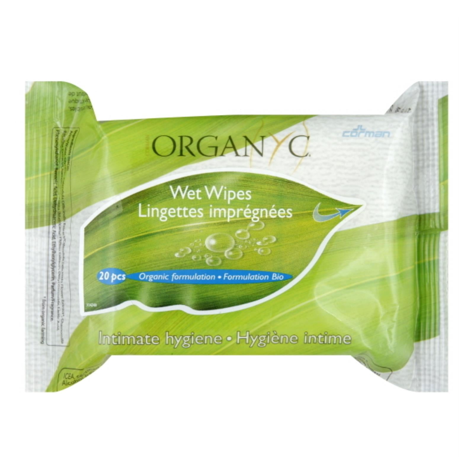 Organyc Intimate Hygiene Wet Wipes - 20 Pack - Eco-Friendly Home & Grocery