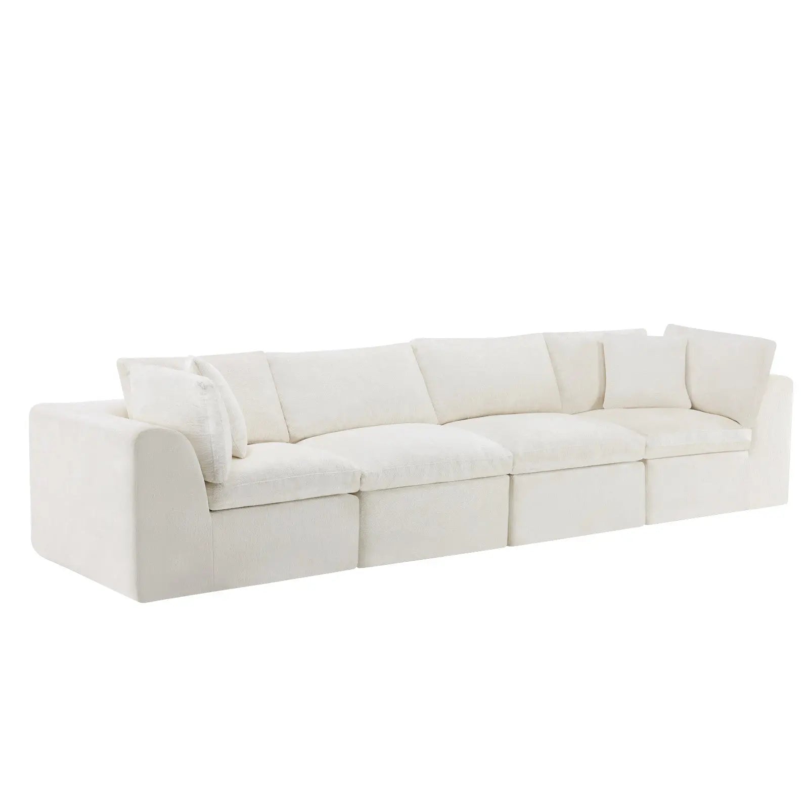 138" Beige Chenille Modular Sofa With Toss Pillows Homeroots Living Room