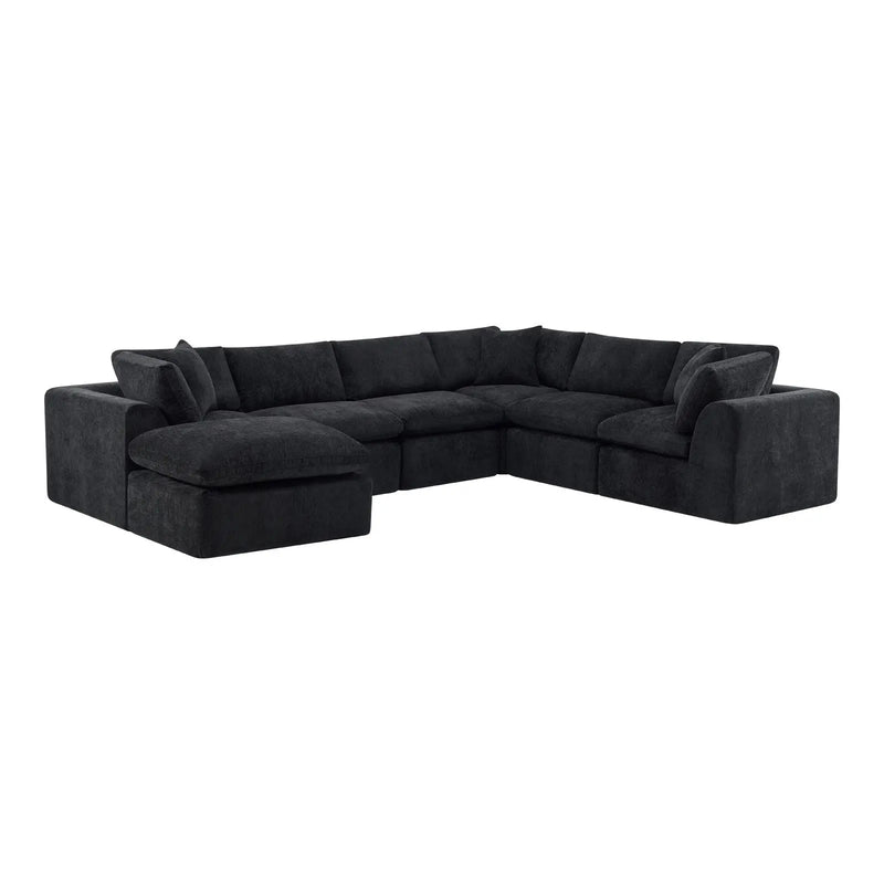 138" Black Chenille Modular Sofa Chaise With Ottoman And Toss Pillows Homeroots Living Room