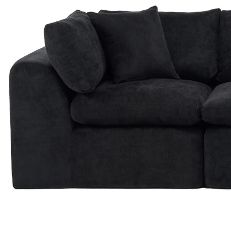 138" Black Chenille Modular Sofa With Ottoman And Toss Pillows Homeroots Living Room