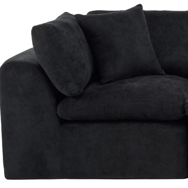 138" Black Chenille Modular Sofa With Toss Pillows Homeroots Living Room