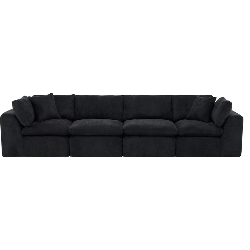 138" Black Chenille Modular Sofa With Toss Pillows Homeroots Living Room