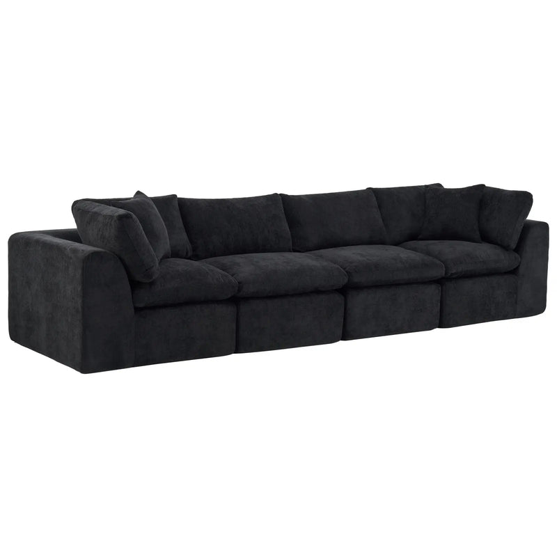 138" Black Chenille Modular Sofa With Toss Pillows Homeroots Living Room