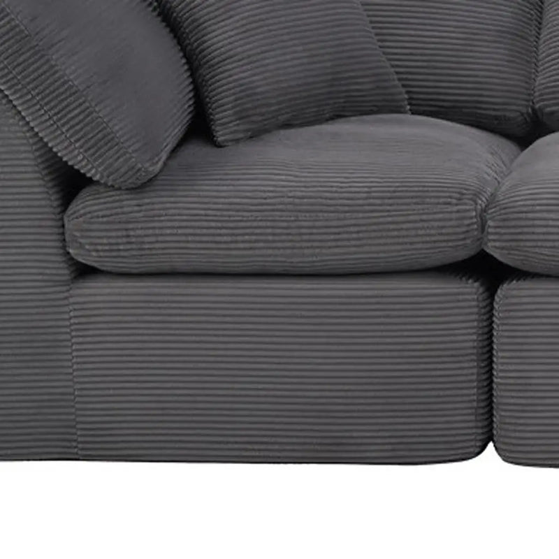 138" Dark Gray Corduroy Modular Sofa With Ottoman And Toss Pillows Homeroots Living Room