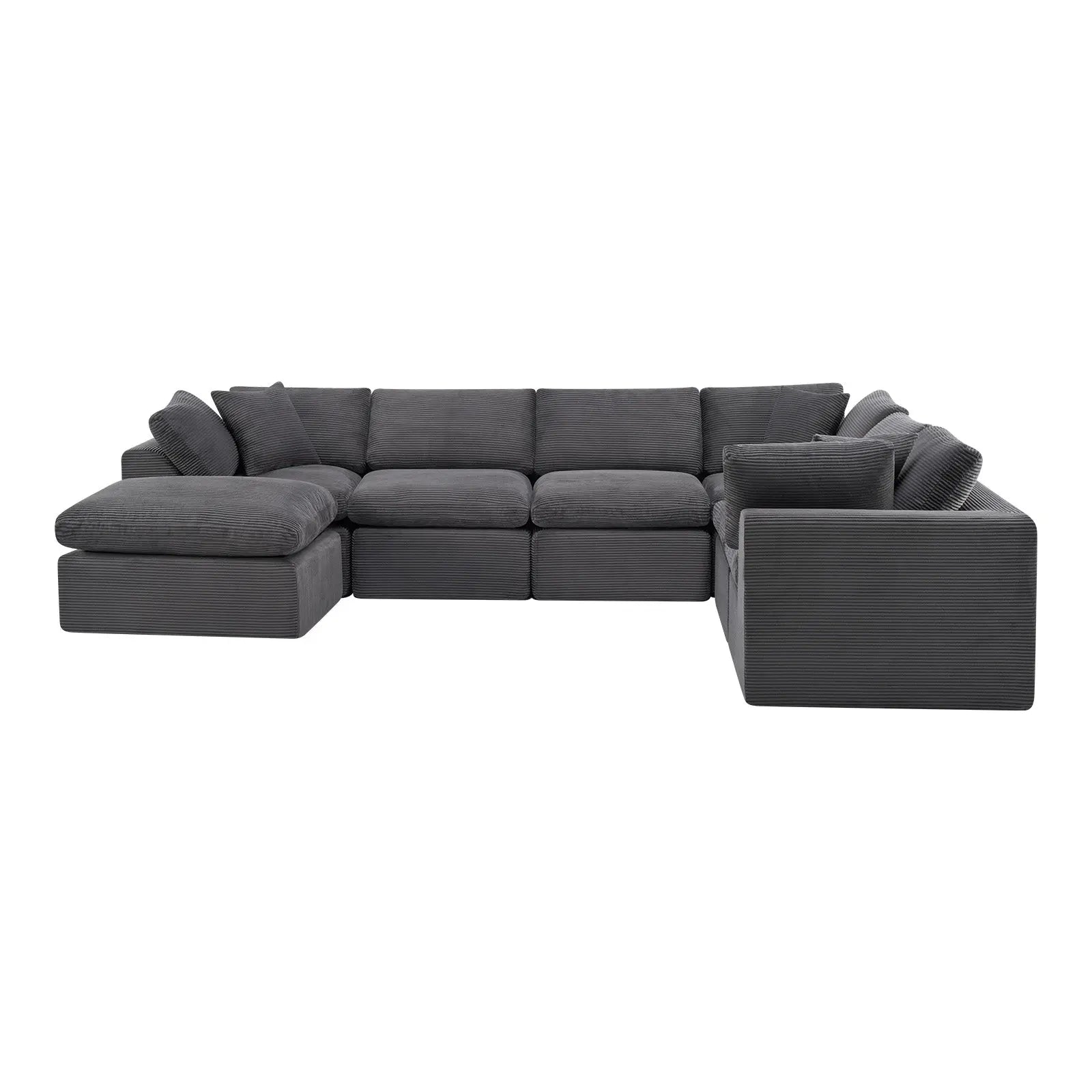 138" Dark Gray Corduroy Modular Sofa With Ottoman And Toss Pillows Homeroots Living Room