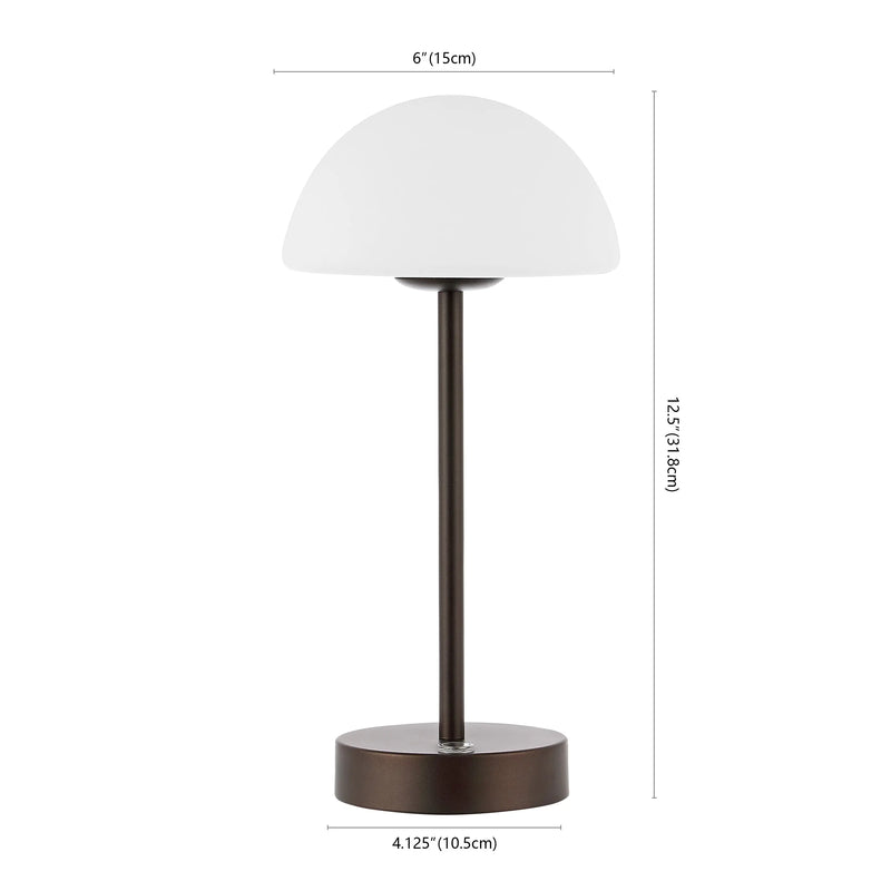 13" Antiqued Bronze USB Table Lamp With Dome Shade Homeroots Lighting