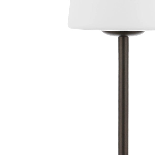 13" Antiqued Bronze USB Table Lamp With Empire Shade Homeroots Lighting