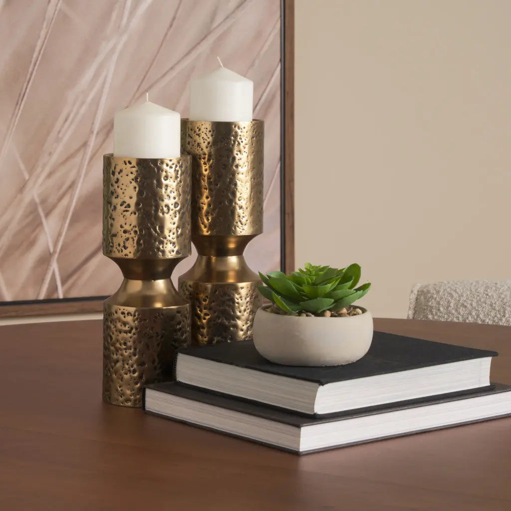 13" Antiqued Gold Metal Tabletop Votive Candle Holder Homeroots Home Decor