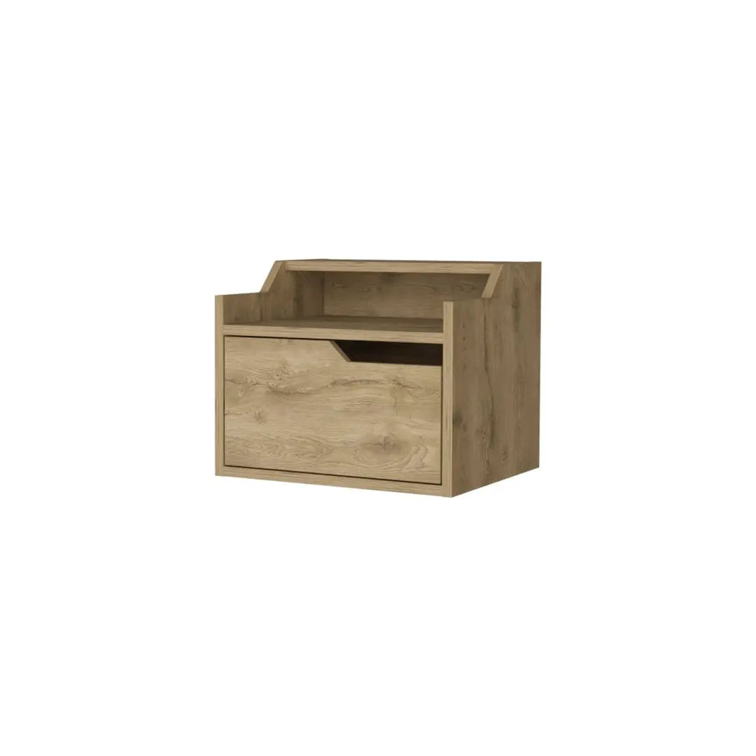 13" Beige Wood One Drawer Floating Nightstand Homeroots Bed & Bath