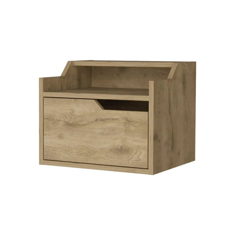 13" Beige Wood One Drawer Floating Nightstand Homeroots Bed & Bath