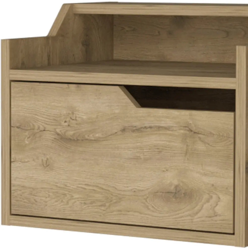 13" Beige Wood One Drawer Floating Nightstand Homeroots Bed & Bath