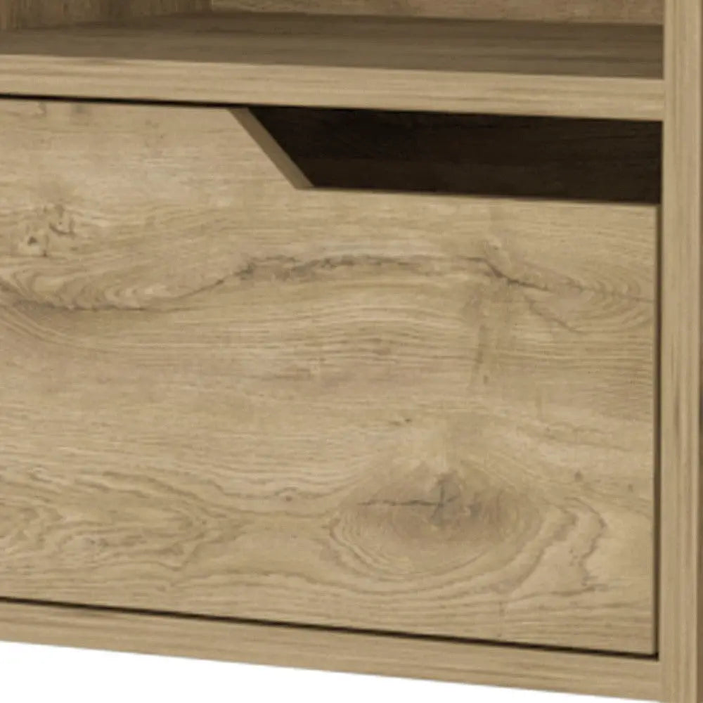 13" Beige Wood One Drawer Floating Nightstand Homeroots Bed & Bath