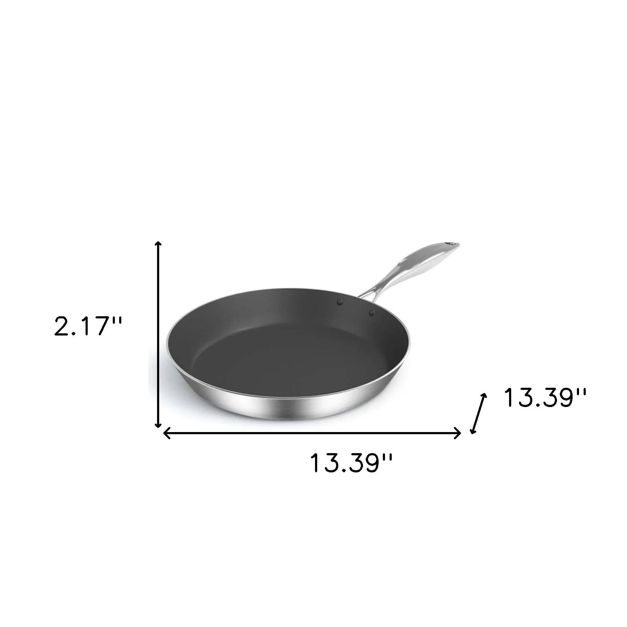 13" Black And Silver Stainless Steel Frying Pan Homeroots Kitchen & Dining
