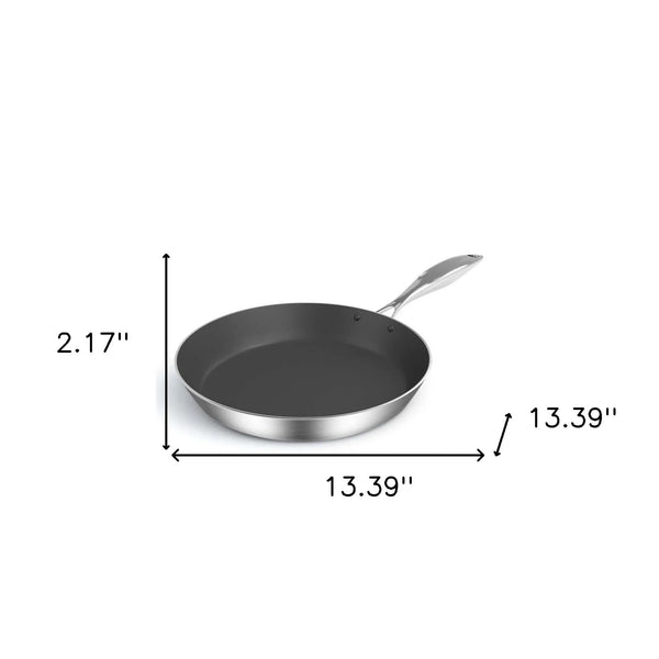 13" Black And Silver Stainless Steel Frying Pan Homeroots Kitchen & Dining