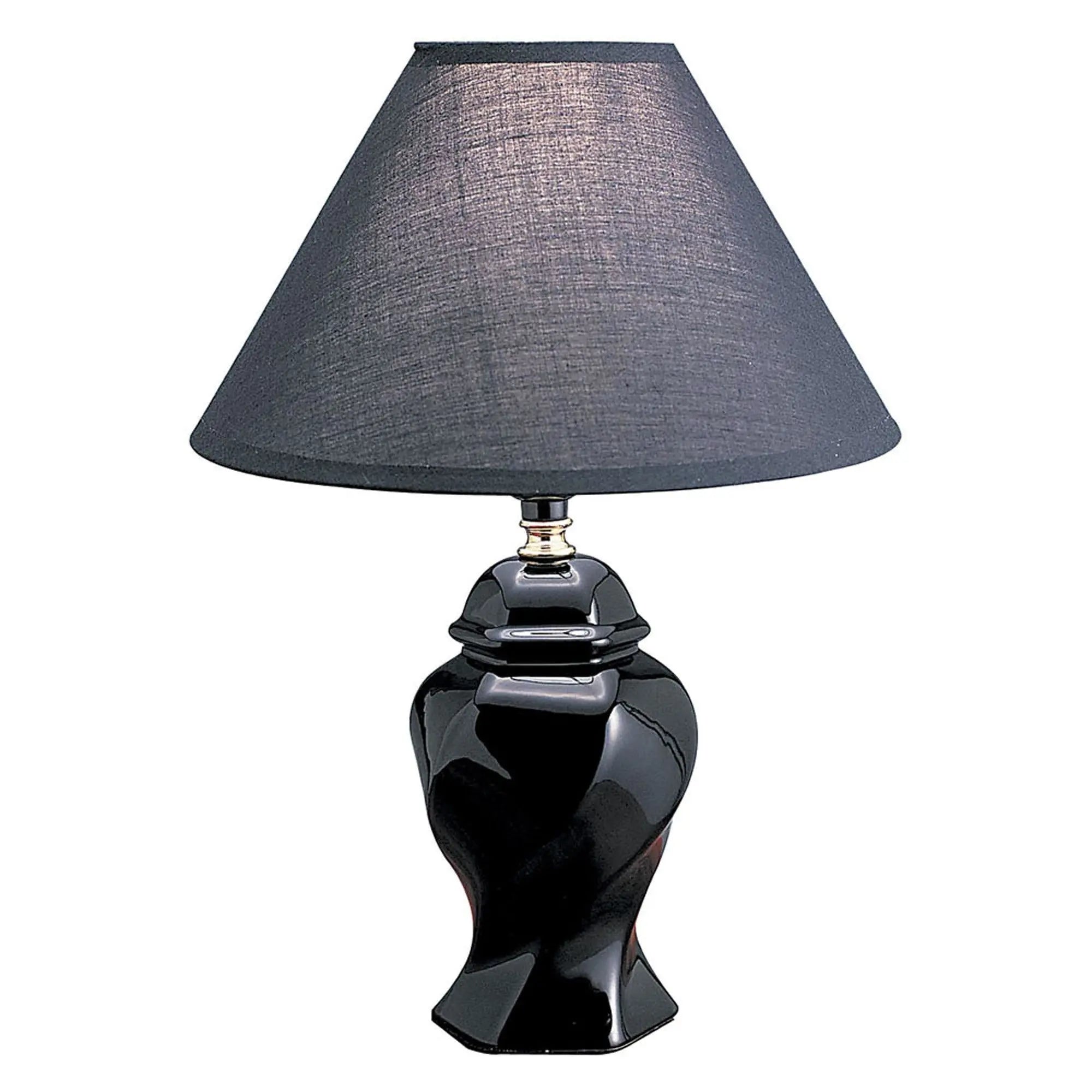 13" Black Ceramic Bedside Table Lamp With Black Shade Homeroots Lighting