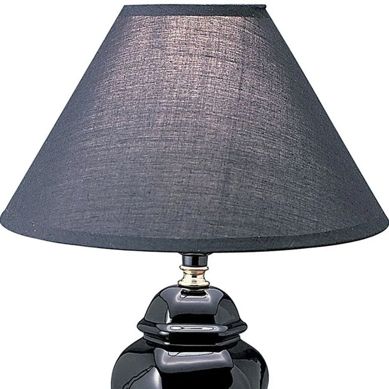 13" Black Ceramic Bedside Table Lamp With Black Shade Homeroots Lighting