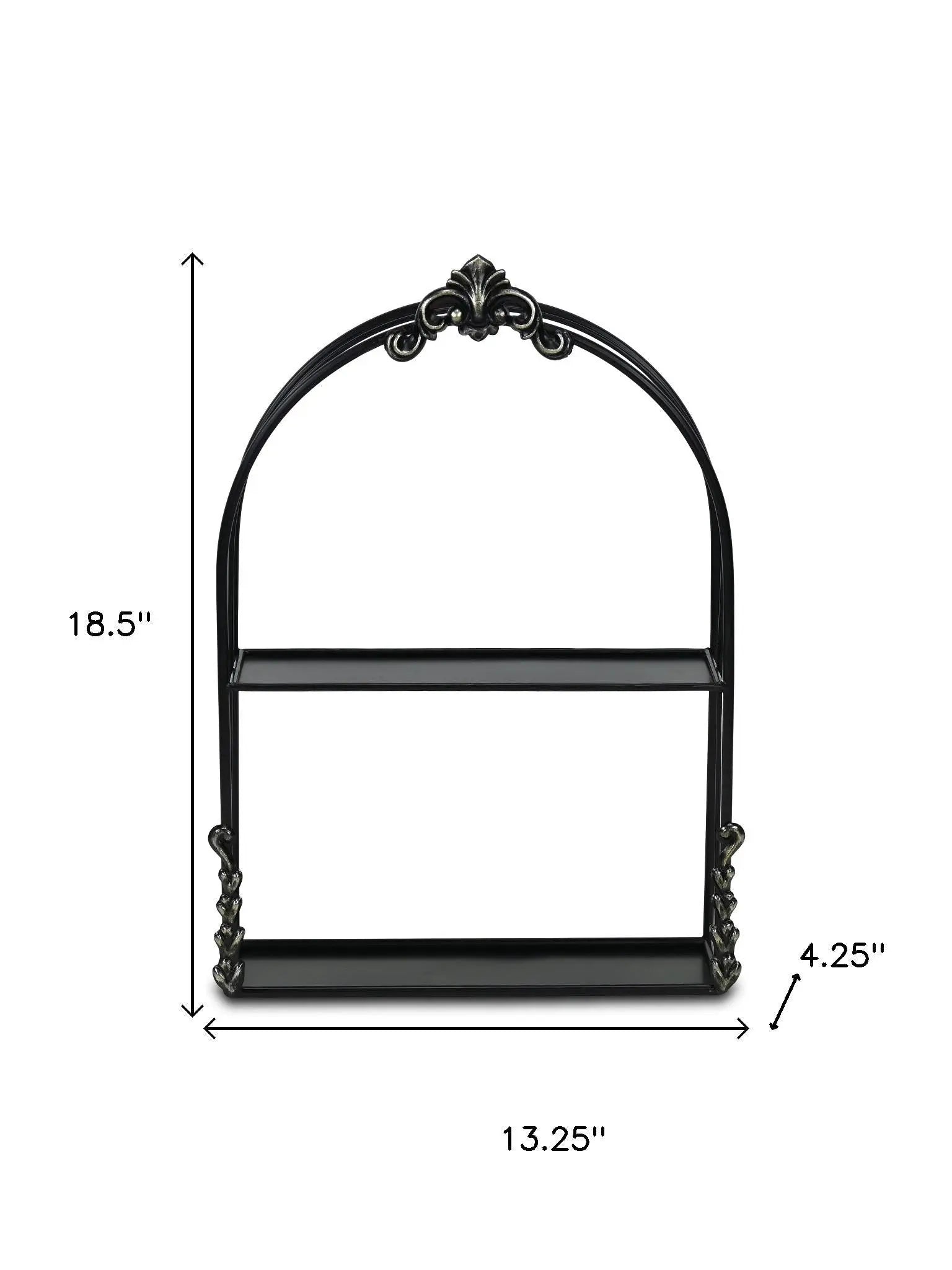 13" Black Metal Wall Mounted Accent Shelf Homeroots Organization