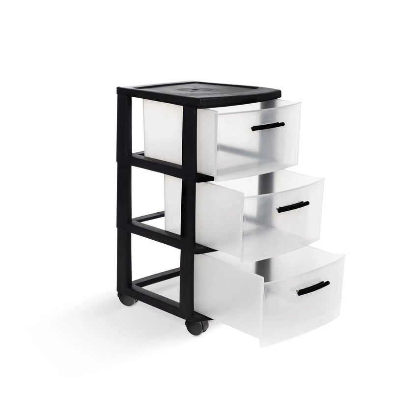 13" Black Plastic Square Accent Cabinet With Three Drawers Homeroots Kitchen & Dining