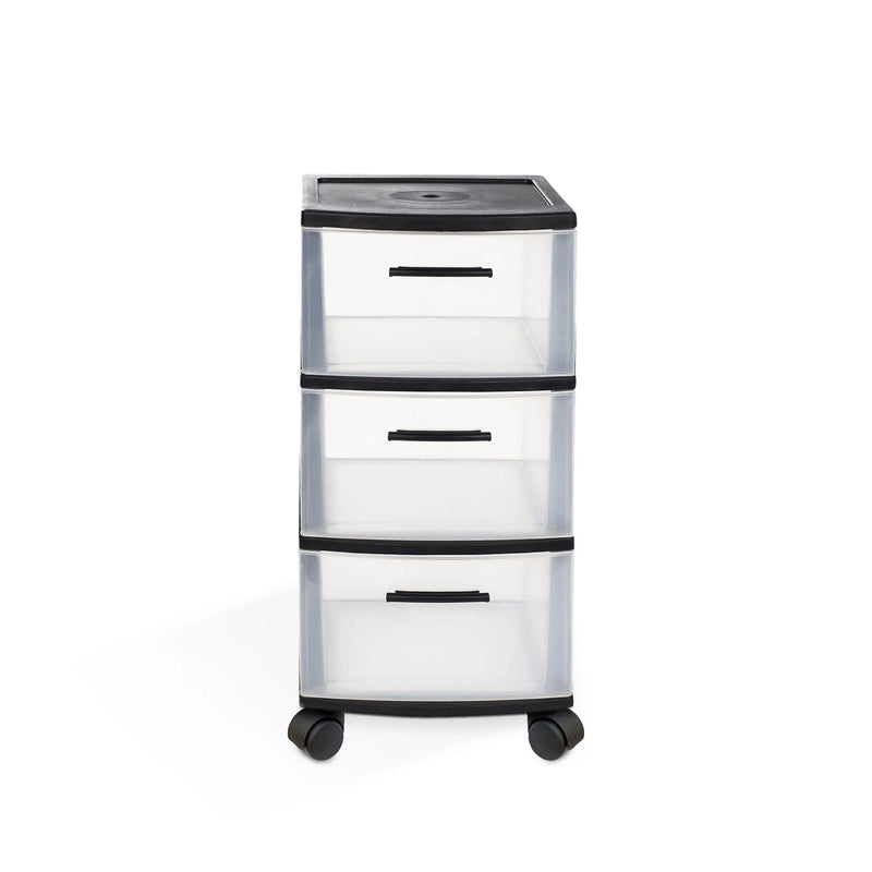 13" Black Plastic Square Accent Cabinet With Three Drawers Homeroots Kitchen & Dining