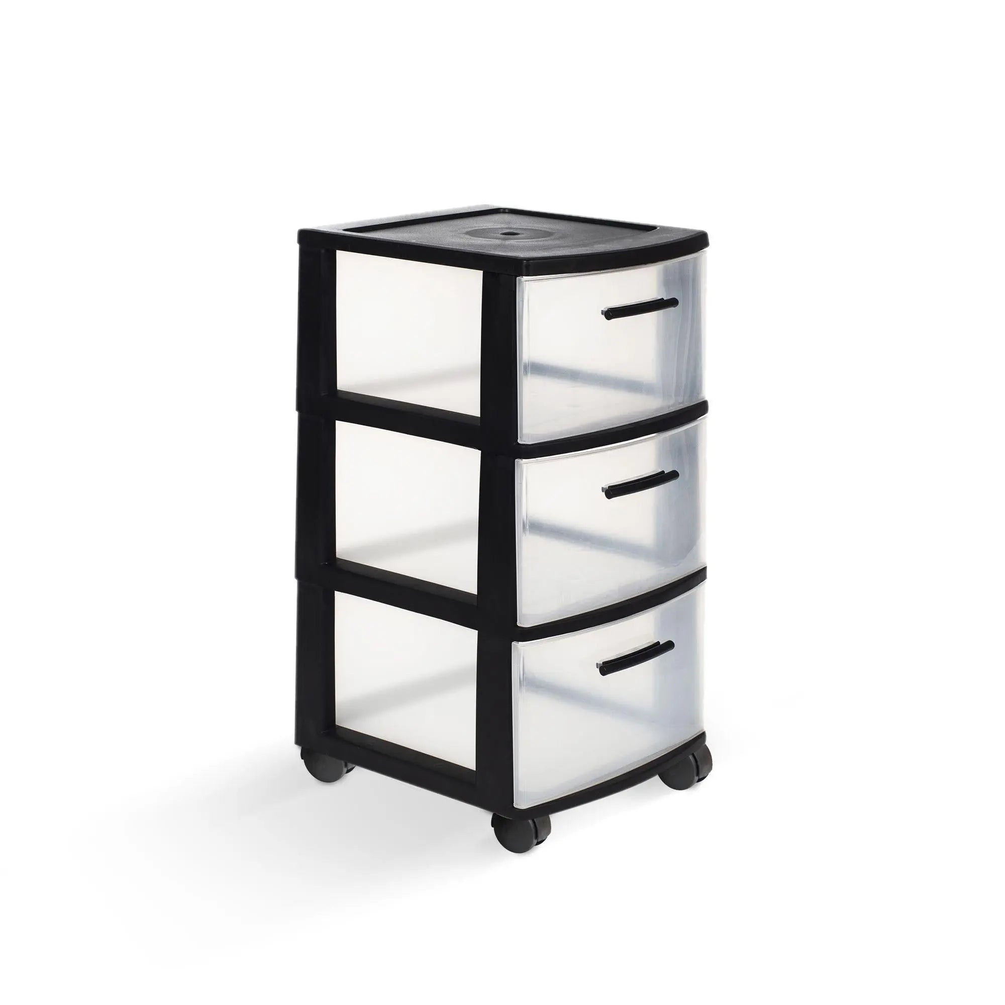 13" Black Plastic Square Accent Cabinet With Three Drawers Homeroots Kitchen & Dining