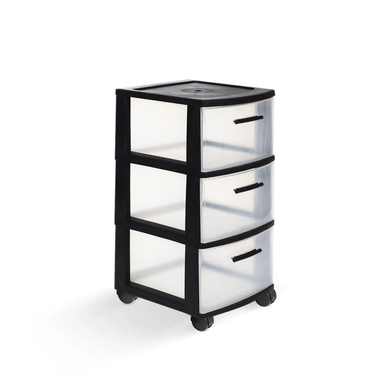 13" Black Plastic Square Accent Cabinet With Three Drawers Homeroots Kitchen & Dining