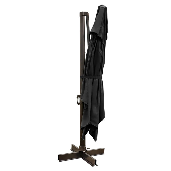 13' Black Polyester Rectangular Tilt Cantilever Patio Umbrella With Stand Homeroots Outdoor