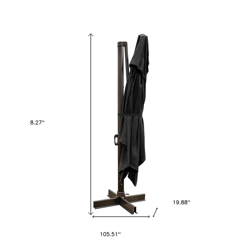 13' Black Polyester Rectangular Tilt Cantilever Patio Umbrella With Stand Homeroots Outdoor