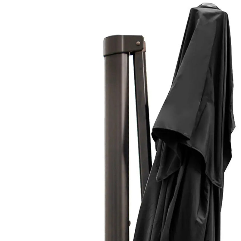 13' Black Polyester Rectangular Tilt Cantilever Patio Umbrella With Stand Homeroots Outdoor