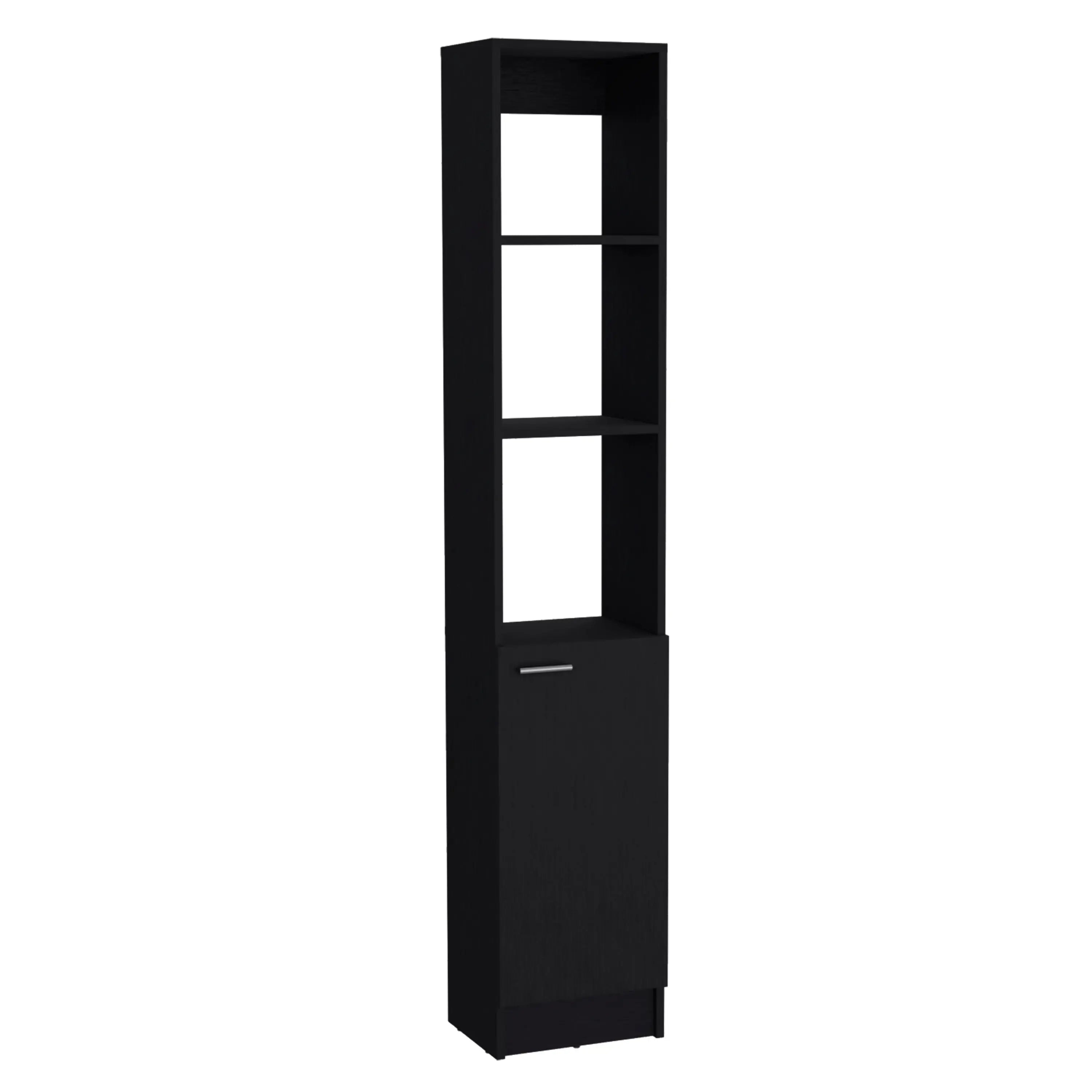 13" Black Wood Single Door Linen Cabinet Homeroots Organization