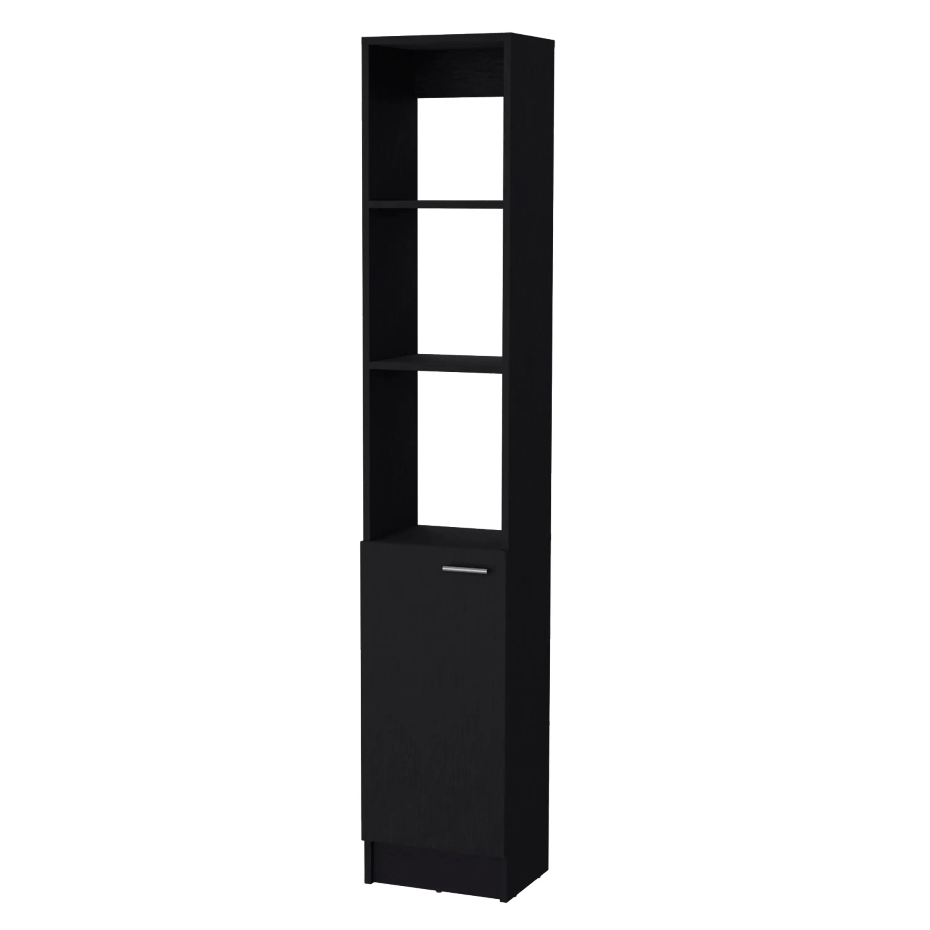 13" Black Wood Single Door Linen Cabinet Homeroots Organization
